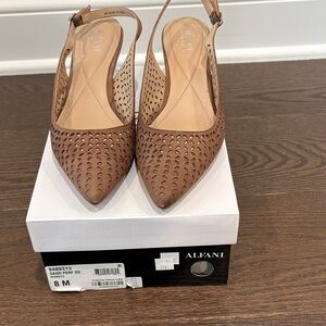 Alfani Women's Tan Perforated Slingback Heels